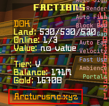 Screenshot from Arcturus Factions Minecraft Server